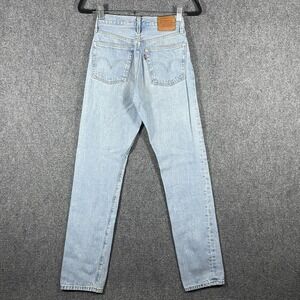 Levis 501 Light Wash Denim Jeans Straight Big E 100% Cotton Womens 24x32 #2070